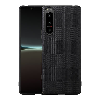 Black shockproof phone case on phone with textured back and camera cutout