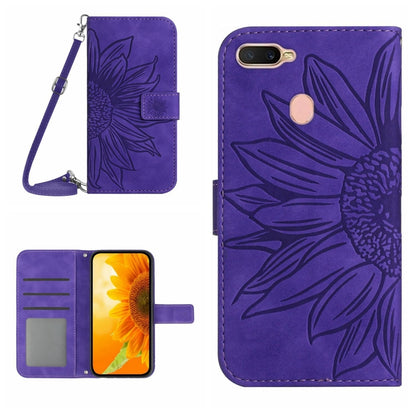 Skin Feel Sun Flower Pattern Flip Leather Phone Case with Lanyard, For OPPO A7/A12, For OPPO A8/A31, For OPPO A9 2020/A5 2020, For OPPO A15/A15S, For OPPO A52/A72/A92, For OPPO A53 4G/A32/A33 2020/A53S, For OPPO A54 4G/A16 4G                           ...