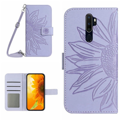 Skin Feel Sun Flower Pattern Flip Leather Phone Case with Lanyard, For OPPO A7/A12, For OPPO A8/A31, For OPPO A9 2020/A5 2020, For OPPO A15/A15S, For OPPO A52/A72/A92, For OPPO A53 4G/A32/A33 2020/A53S, For OPPO A54 4G/A16 4G                           ...