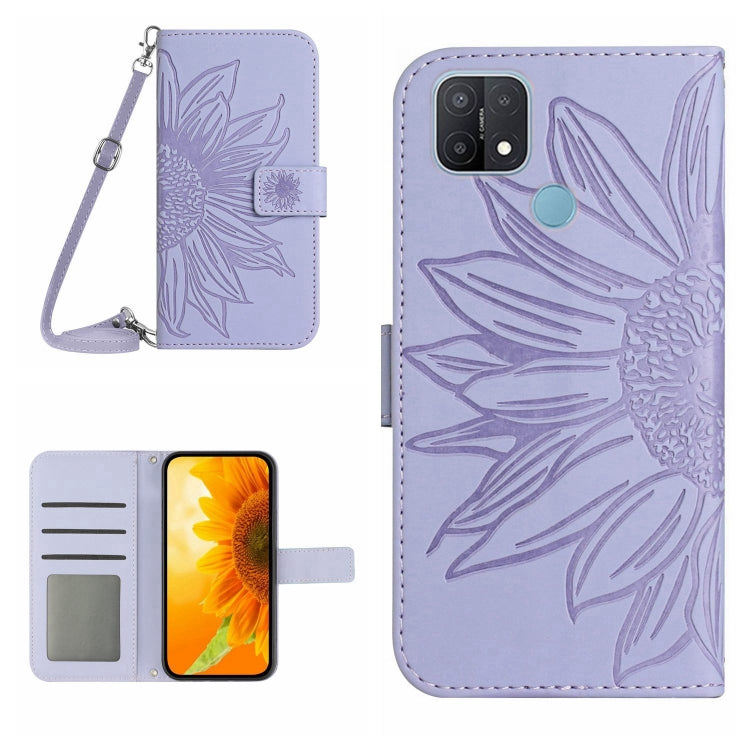 Skin Feel Sun Flower Pattern Flip Leather Phone Case with Lanyard, For OPPO A7/A12, For OPPO A8/A31, For OPPO A9 2020/A5 2020, For OPPO A15/A15S, For OPPO A52/A72/A92, For OPPO A53 4G/A32/A33 2020/A53S, For OPPO A54 4G/A16 4G                           ...