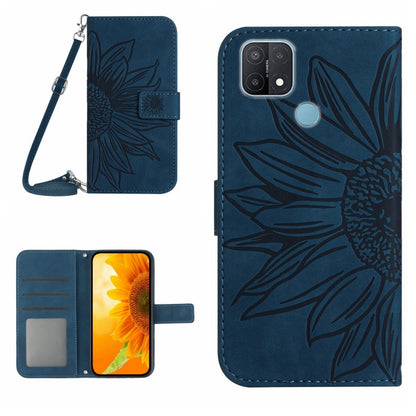 Skin Feel Sun Flower Pattern Flip Leather Phone Case with Lanyard, For OPPO A7/A12, For OPPO A8/A31, For OPPO A9 2020/A5 2020, For OPPO A15/A15S, For OPPO A52/A72/A92, For OPPO A53 4G/A32/A33 2020/A53S, For OPPO A54 4G/A16 4G                           ...