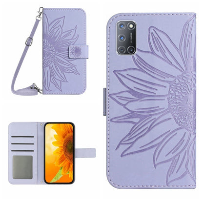 Skin Feel Sun Flower Pattern Flip Leather Phone Case with Lanyard, For OPPO A7/A12, For OPPO A8/A31, For OPPO A9 2020/A5 2020, For OPPO A15/A15S, For OPPO A52/A72/A92, For OPPO A53 4G/A32/A33 2020/A53S, For OPPO A54 4G/A16 4G                           ...