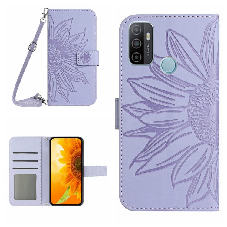 Skin Feel Sun Flower Pattern Flip Leather Phone Case with Lanyard, For OPPO A7/A12, For OPPO A8/A31, For OPPO A9 2020/A5 2020, For OPPO A15/A15S, For OPPO A52/A72/A92, For OPPO A53 4G/A32/A33 2020/A53S, For OPPO A54 4G/A16 4G                           ...