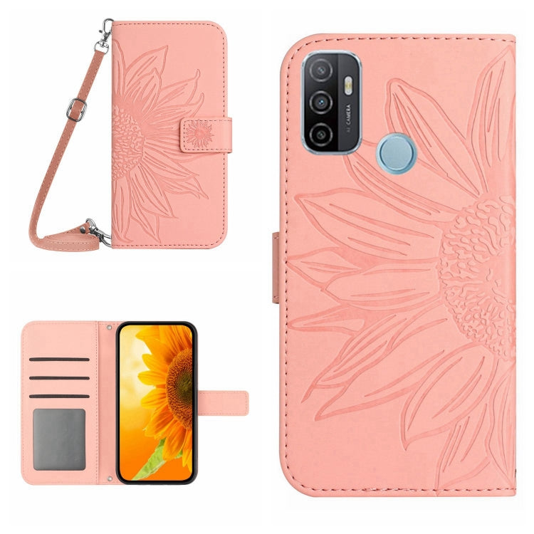 Skin Feel Sun Flower Pattern Flip Leather Phone Case with Lanyard, For OPPO A7/A12, For OPPO A8/A31, For OPPO A9 2020/A5 2020, For OPPO A15/A15S, For OPPO A52/A72/A92, For OPPO A53 4G/A32/A33 2020/A53S, For OPPO A54 4G/A16 4G                           ...