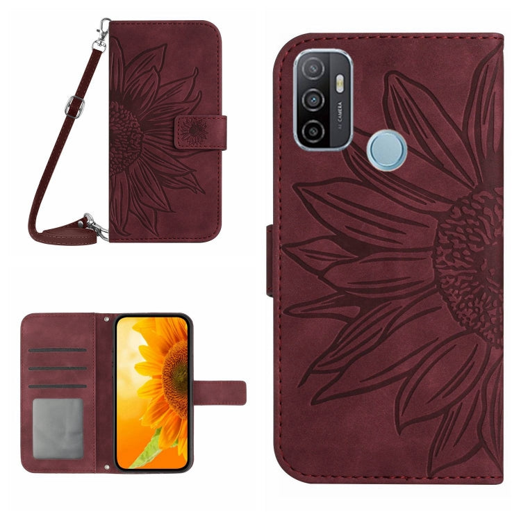 Skin Feel Sun Flower Pattern Flip Leather Phone Case with Lanyard, For OPPO A7/A12, For OPPO A8/A31, For OPPO A9 2020/A5 2020, For OPPO A15/A15S, For OPPO A52/A72/A92, For OPPO A53 4G/A32/A33 2020/A53S, For OPPO A54 4G/A16 4G                           ...
