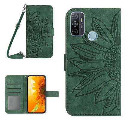 Skin Feel Sun Flower Pattern Flip Leather Phone Case with Lanyard, For OPPO A7/A12, For OPPO A8/A31, For OPPO A9 2020/A5 2020, For OPPO A15/A15S, For OPPO A52/A72/A92, For OPPO A53 4G/A32/A33 2020/A53S, For OPPO A54 4G/A16 4G                           ...