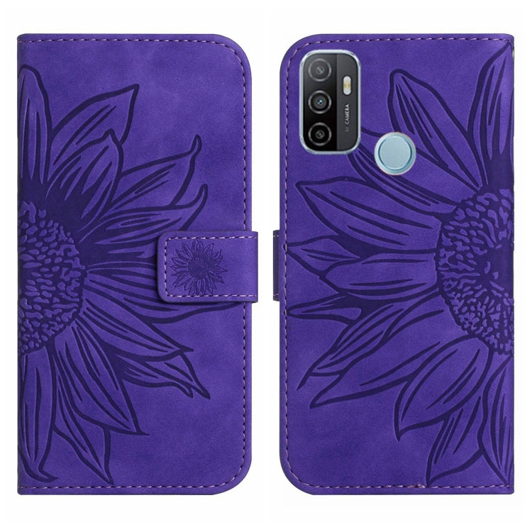 Skin Feel Sun Flower Pattern Flip Leather Phone Case with Lanyard, For OPPO A7/A12, For OPPO A8/A31, For OPPO A9 2020/A5 2020, For OPPO A15/A15S, For OPPO A52/A72/A92, For OPPO A53 4G/A32/A33 2020/A53S, For OPPO A54 4G/A16 4G                           ...