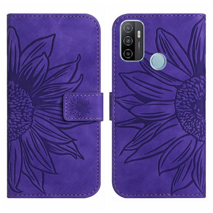 Skin Feel Sun Flower Pattern Flip Leather Phone Case with Lanyard, For OPPO A7/A12, For OPPO A8/A31, For OPPO A9 2020/A5 2020, For OPPO A15/A15S, For OPPO A52/A72/A92, For OPPO A53 4G/A32/A33 2020/A53S, For OPPO A54 4G/A16 4G                           ...