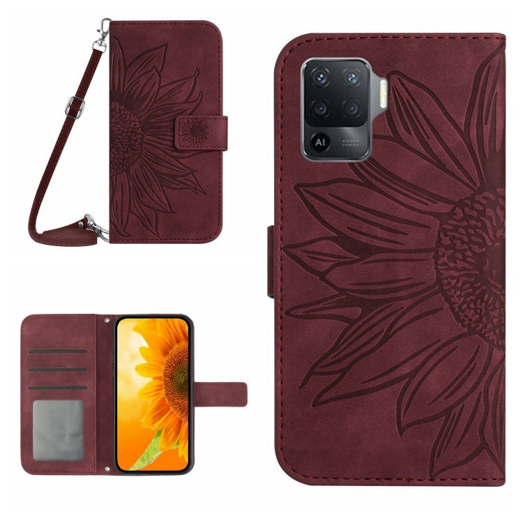 Skin Feel Sun Flower Pattern Flip Leather Phone Case with Lanyard, For OPPO A7/A12, For OPPO A8/A31, For OPPO A9 2020/A5 2020, For OPPO A15/A15S, For OPPO A52/A72/A92, For OPPO A53 4G/A32/A33 2020/A53S, For OPPO A54 4G/A16 4G                           ...