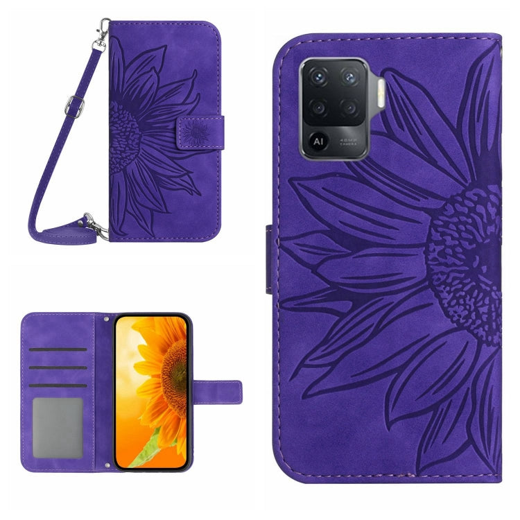 Skin Feel Sun Flower Pattern Flip Leather Phone Case with Lanyard, For OPPO A7/A12, For OPPO A8/A31, For OPPO A9 2020/A5 2020, For OPPO A15/A15S, For OPPO A52/A72/A92, For OPPO A53 4G/A32/A33 2020/A53S, For OPPO A54 4G/A16 4G                           ...