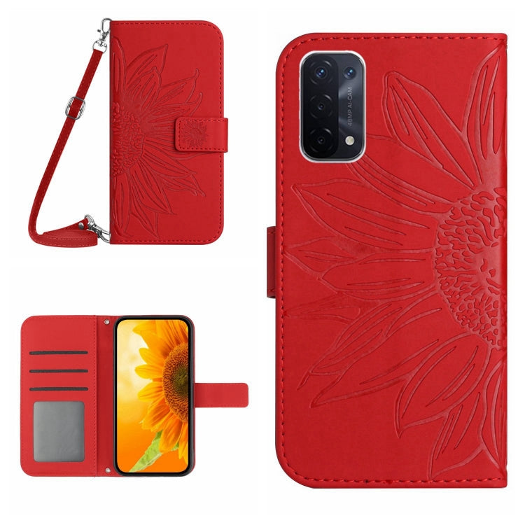 Skin Feel Sun Flower Pattern Flip Leather Phone Case with Lanyard, For OPPO A7/A12, For OPPO A8/A31, For OPPO A9 2020/A5 2020, For OPPO A15/A15S, For OPPO A52/A72/A92, For OPPO A53 4G/A32/A33 2020/A53S, For OPPO A54 4G/A16 4G                           ...