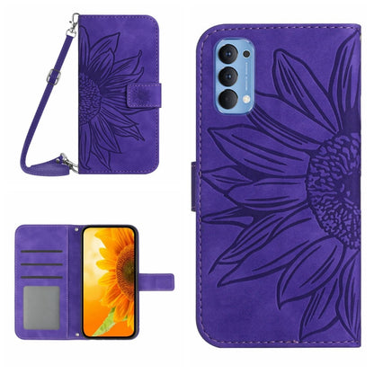 Skin Feel Sun Flower Pattern Flip Leather Phone Case with Lanyard, For OPPO A57 4G/A57 5G/A77 4G/A77 5G, For OPPO A73 4G, For OPPO A74 4G, For OPPO A91/Reno3 4G Global, For OPPO A17, For OPPO Reno2 Z/Reno2 F, For OPPO Reno3 Pro 5G/Find X2 Neo          ...