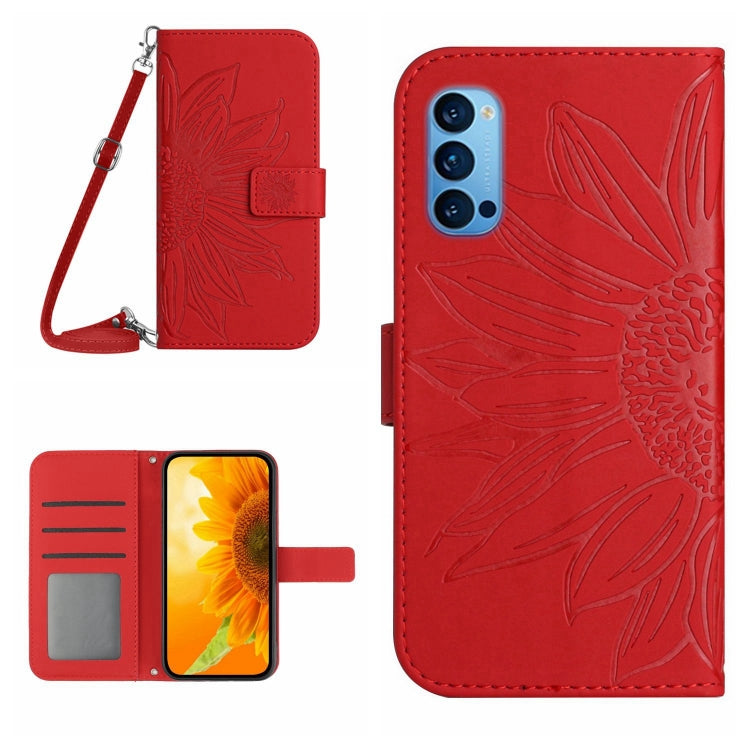 Skin Feel Sun Flower Pattern Flip Leather Phone Case with Lanyard, For OPPO Reno4 Pro 5G, For OPPO Reno4 Z 5G/A92S, For OPPO Reno5 4G, For OPPO Reno5 5G/Find X3 Lite, For OPPO Reno5 Lite/A94 4G, For OPPO Reno5 Pro 5G, For OPPO Reno5 Z/A94 5G/A95 5G    ...