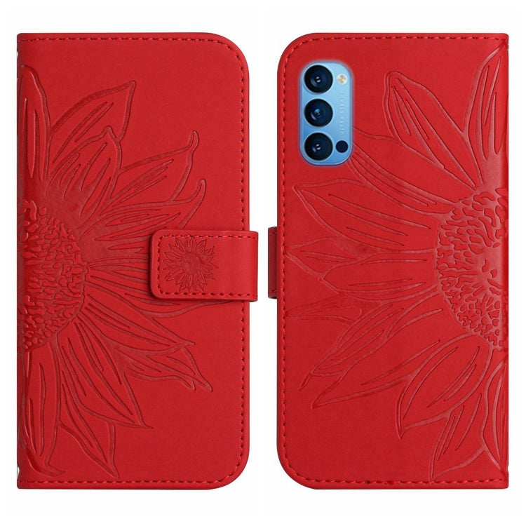 Skin Feel Sun Flower Pattern Flip Leather Phone Case with Lanyard, For OPPO Reno4 Pro 5G, For OPPO Reno4 Z 5G/A92S, For OPPO Reno5 4G, For OPPO Reno5 5G/Find X3 Lite, For OPPO Reno5 Lite/A94 4G, For OPPO Reno5 Pro 5G, For OPPO Reno5 Z/A94 5G/A95 5G    ...