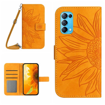 Skin Feel Sun Flower Pattern Flip Leather Phone Case with Lanyard, For OPPO Reno4 Pro 5G, For OPPO Reno4 Z 5G/A92S, For OPPO Reno5 4G, For OPPO Reno5 5G/Find X3 Lite, For OPPO Reno5 Lite/A94 4G, For OPPO Reno5 Pro 5G, For OPPO Reno5 Z/A94 5G/A95 5G    ...