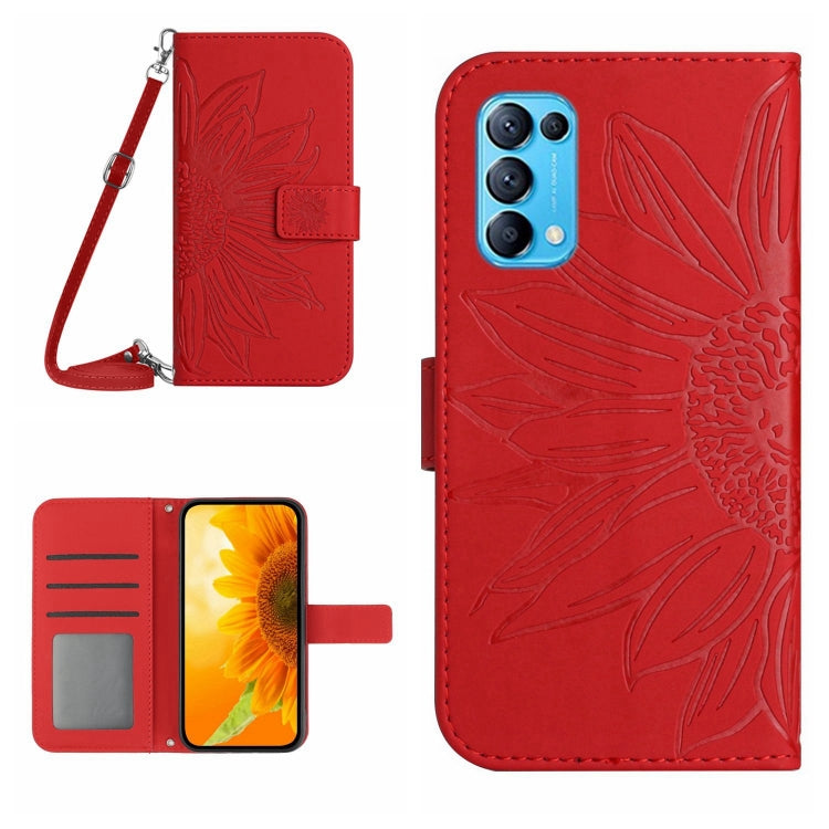 Skin Feel Sun Flower Pattern Flip Leather Phone Case with Lanyard, For OPPO Reno4 Pro 5G, For OPPO Reno4 Z 5G/A92S, For OPPO Reno5 4G, For OPPO Reno5 5G/Find X3 Lite, For OPPO Reno5 Lite/A94 4G, For OPPO Reno5 Pro 5G, For OPPO Reno5 Z/A94 5G/A95 5G    ...