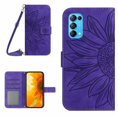 Skin Feel Sun Flower Pattern Flip Leather Phone Case with Lanyard, For OPPO Reno4 Pro 5G, For OPPO Reno4 Z 5G/A92S, For OPPO Reno5 4G, For OPPO Reno5 5G/Find X3 Lite, For OPPO Reno5 Lite/A94 4G, For OPPO Reno5 Pro 5G, For OPPO Reno5 Z/A94 5G/A95 5G    ...