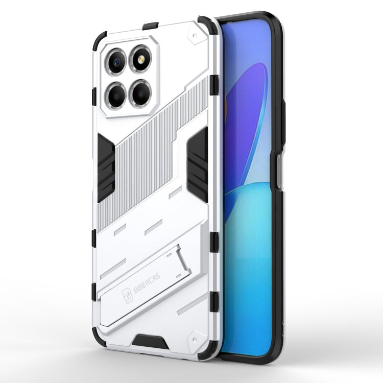 White rugged phone case with shockproof armor design and quad camera cutouts