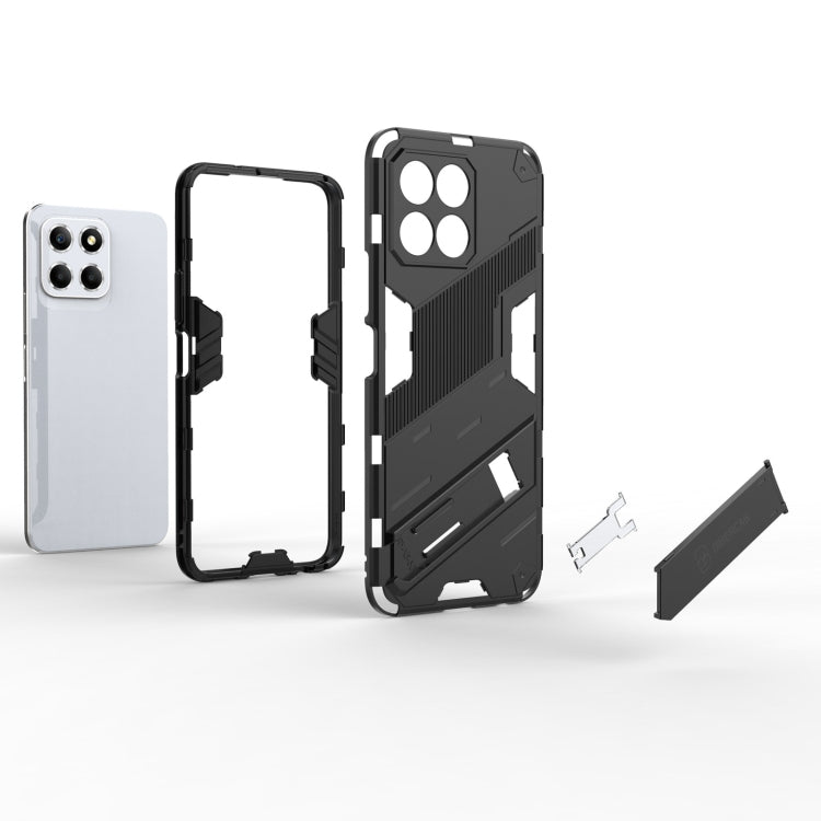 Punk armor phone case with holder, black rugged PC TPU shell with included parts