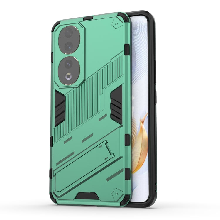 Teal rugged phone case with shockproof armor design and dual camera cutouts
