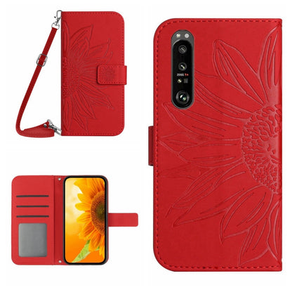 Skin Feel Sun Flower Pattern Flip Leather Phone Case with Lanyard, For Sony Xperia 1 III, For Sony Xperia 1 IV, For Sony Xperia 5 III, For Sony Xperia 5 IV, For Sony Xperia 10 III/10 III Lite, For Sony Xperia 10 IV, For Sony Xperia ACE II              ...
