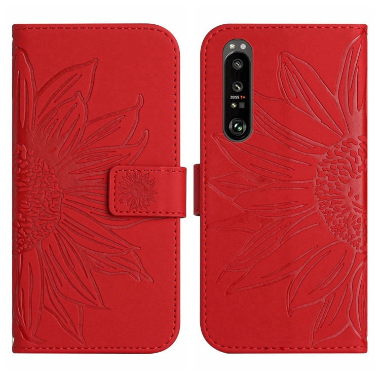 Skin Feel Sun Flower Pattern Flip Leather Phone Case with Lanyard, For Sony Xperia 1 III, For Sony Xperia 1 IV, For Sony Xperia 5 III, For Sony Xperia 5 IV, For Sony Xperia 10 III/10 III Lite, For Sony Xperia 10 IV, For Sony Xperia ACE II              ...