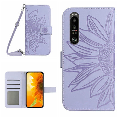 Skin Feel Sun Flower Pattern Flip Leather Phone Case with Lanyard, For Sony Xperia 1 III, For Sony Xperia 1 IV, For Sony Xperia 5 III, For Sony Xperia 5 IV, For Sony Xperia 10 III/10 III Lite, For Sony Xperia 10 IV, For Sony Xperia ACE II              ...