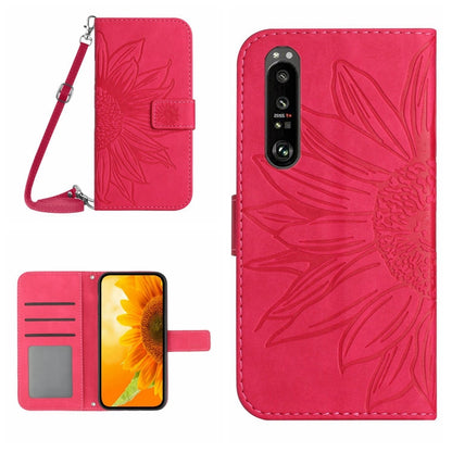 Skin Feel Sun Flower Pattern Flip Leather Phone Case with Lanyard, For Sony Xperia 1 III, For Sony Xperia 1 IV, For Sony Xperia 5 III, For Sony Xperia 5 IV, For Sony Xperia 10 III/10 III Lite, For Sony Xperia 10 IV, For Sony Xperia ACE II              ...