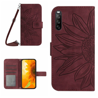 Skin Feel Sun Flower Pattern Flip Leather Phone Case with Lanyard, For Sony Xperia 1 III, For Sony Xperia 1 IV, For Sony Xperia 5 III, For Sony Xperia 5 IV, For Sony Xperia 10 III/10 III Lite, For Sony Xperia 10 IV, For Sony Xperia ACE II              ...