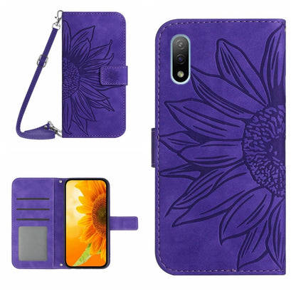 Skin Feel Sun Flower Pattern Flip Leather Phone Case with Lanyard, For Sony Xperia 1 III, For Sony Xperia 1 IV, For Sony Xperia 5 III, For Sony Xperia 5 IV, For Sony Xperia 10 III/10 III Lite, For Sony Xperia 10 IV, For Sony Xperia ACE II              ...