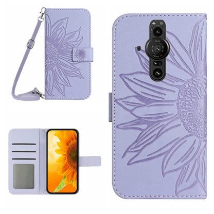 Skin Feel Sun Flower Pattern Flip Leather Phone Case with Lanyard, For Sony Xperia 1 III, For Sony Xperia 1 IV, For Sony Xperia 5 III, For Sony Xperia 5 IV, For Sony Xperia 10 III/10 III Lite, For Sony Xperia 10 IV, For Sony Xperia ACE II              ...