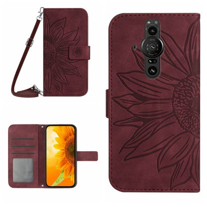 Skin Feel Sun Flower Pattern Flip Leather Phone Case with Lanyard, For Sony Xperia 1 III, For Sony Xperia 1 IV, For Sony Xperia 5 III, For Sony Xperia 5 IV, For Sony Xperia 10 III/10 III Lite, For Sony Xperia 10 IV, For Sony Xperia ACE II              ...