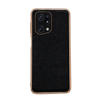 Genuine leather phone case with camera cutout, textured black finish and raised protective edge