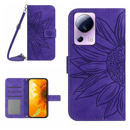 Skin Feel Sun Flower Pattern Flip Leather Phone Case with Lanyard, For Xiaomi 11T / 11T Pro, For Xiaomi 12 Lite, For Xiaomi Civi 2 / 12 Lite NE, For Xiaomi 12 Pro, For Xiaomi 12 / 12X, For Xiaomi 12S Ultra, For Xiaomi 12T / 12T Pro, For Xiaomi Mi 10 Li...