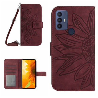 Skin Feel Sun Flower Pattern Flip Leather Phone Case with Lanyard, For TCL 10 SE, For TCL 20 Pro 5G, For TCL 20 R/20 AX 5G/Bremen 5G, For TCL 20 SE, For TCL 20S / 20 5G / 20L / 20L+, For TCL 30 SE/30E/306/305, For TCL 205, For T-Mobile Revvl 6 5G      ...