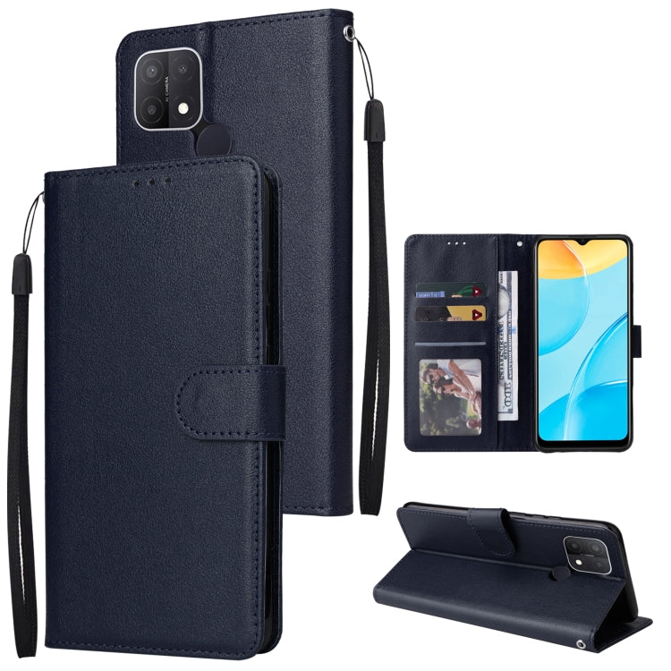 Navy horizontal flip leather phone case with 3 card slots and kickstand