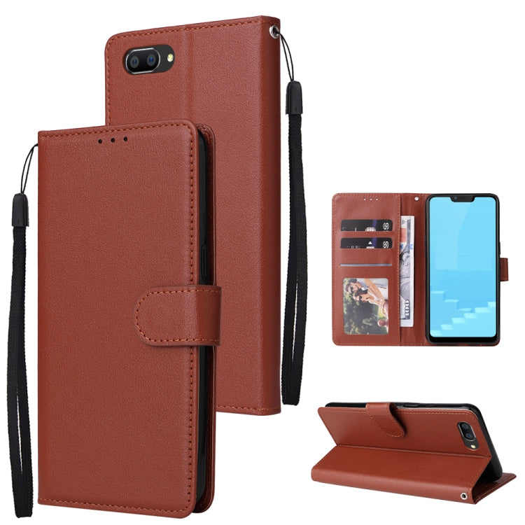 Brown horizontal flip leather phone case with 3 card slots and kickstand
