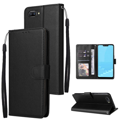 Black horizontal flip leather phone case with 3 card slots and kickstand