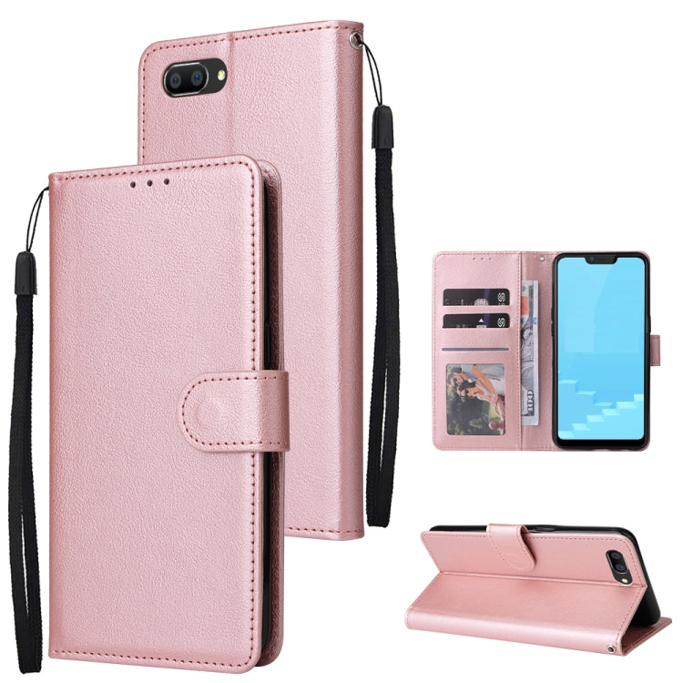 Light pink horizontal flip leather phone case with 3 card slots and kickstand