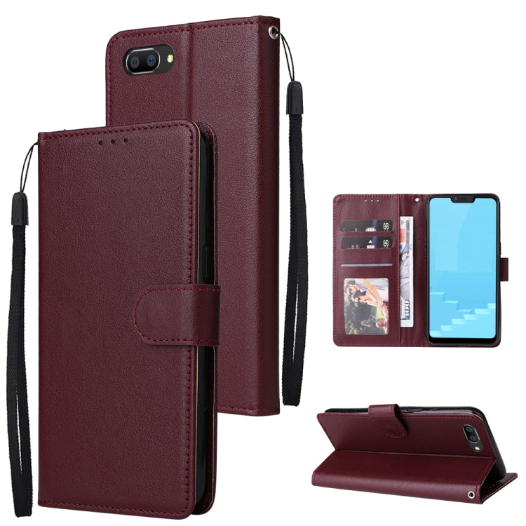 Wine red horizontal flip leather phone case with 3 card slots and kickstand