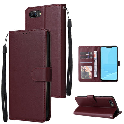 Wine red horizontal flip leather phone case with 3 card slots and kickstand