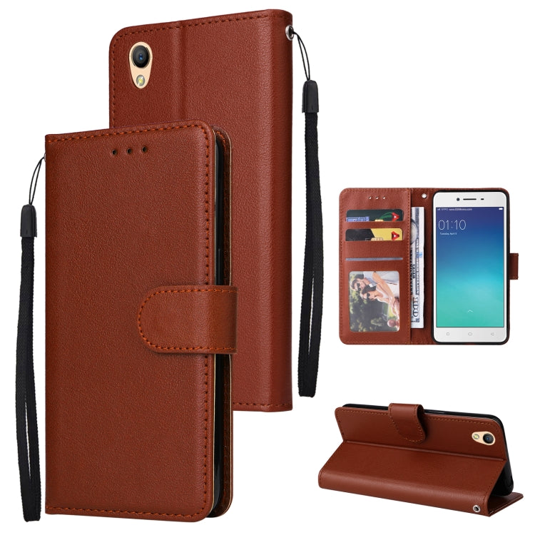 Brown horizontal flip leather phone case with 3 card slots and kickstand