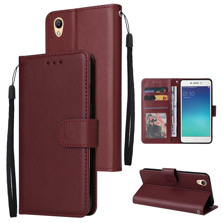 Wine red leather wallet phone case with horizontal flip and three card slots, wrist strap