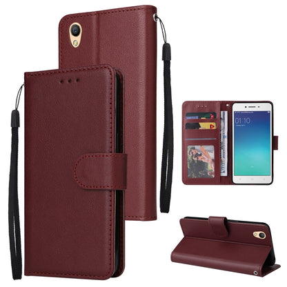 Wine red leather wallet phone case with horizontal flip and three card slots, wrist strap