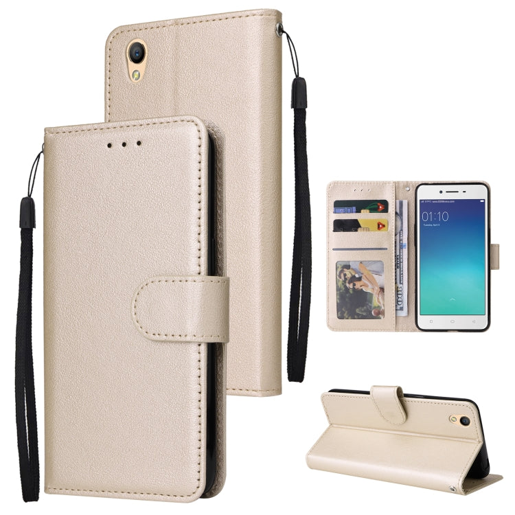 Beige leather wallet phone case with horizontal flip and three card slots, wrist strap
