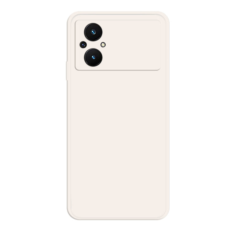 White liquid silicone phone case with dual camera cutouts on back