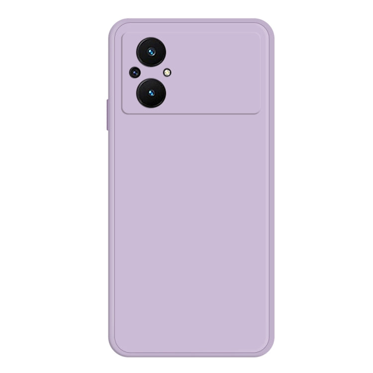 Purple liquid silicone phone case with dual camera cutouts on back