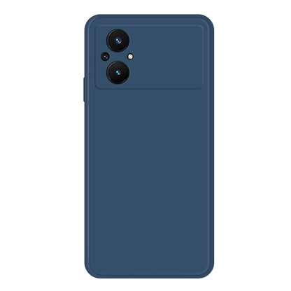 Blue liquid silicone phone case with dual camera cutouts on back