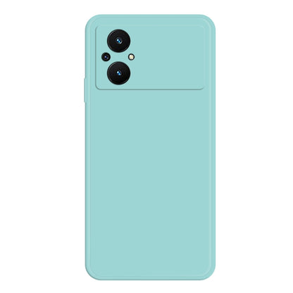 Sky blue liquid silicone phone case with dual camera cutouts on back