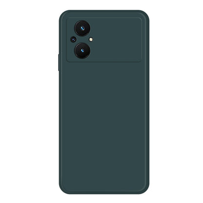 Dark green liquid silicone phone case with dual camera cutouts on back